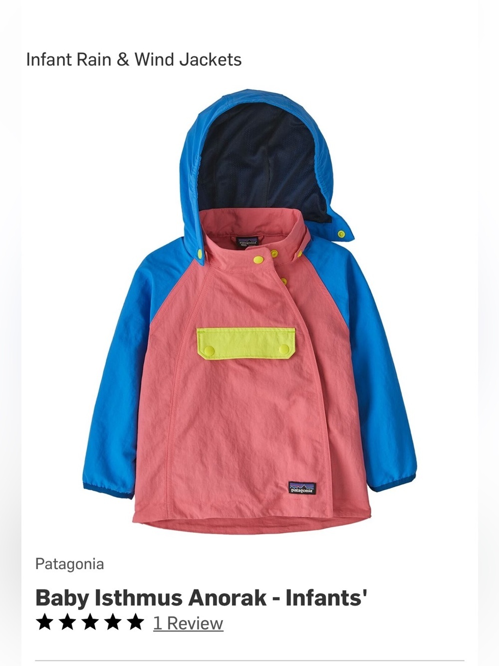 EUC Patagonia Baby Isthmus Anorak - Infants' Size 3T - Picture 6 of 6